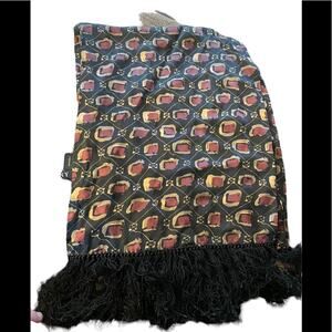 J&X NY 100% Silk Scarf with Fringe Detail Rectangle 11x60